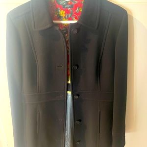 J crew black long coat, size 8